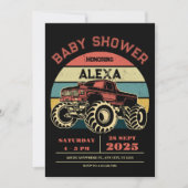 レトロビッグトラックベビーシャワー 招待状 (正面)