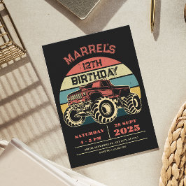 レトロビッグトラック誕生日 招待状