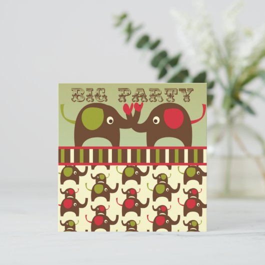 レトロビッグパーティーゾウ招待状 招待状 (スタンド正面)