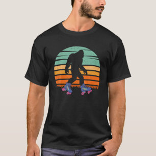 レトロビッグフットローラスケートで滑るサスカッチ80S Yeti Sk Tシャツ