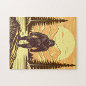 レトロビッグフットヴィンテージサスカッチ山脈 ジグソーパズル (横)