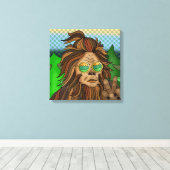 レトロビッグフット |アーポップ・アートのトサスカッチ キャンバスプリント (インサイチュ (ウッドフロア))