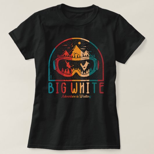 レトロビッグホワイトスキー Tシャツ (デザイン正面)