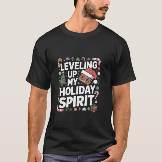 レトロビデオゲーマークリスマス Tシャツ (正面)
