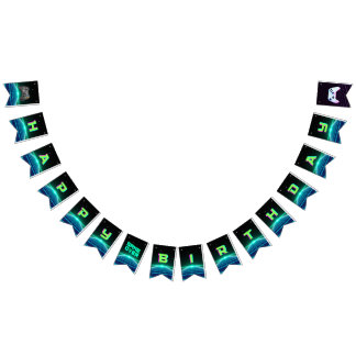 レトロビデオゲーマーハッピーバースデーバナー バンティングフラッグ