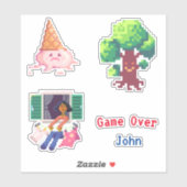 レトロビデオゲームのピクセルアートカスタム シール (シート)