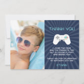 レトロビデオゲームの子供の誕生日写真 サンキューカード (正面)