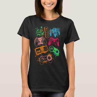 レトロビデオゲームコントローラのゲームスプラッシュ Tシャツ