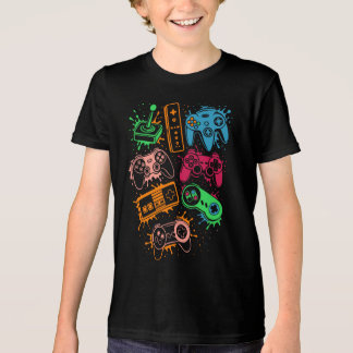 レトロビデオゲームコントローラー ゲームスプラッシュ トライブレンドTシャツ