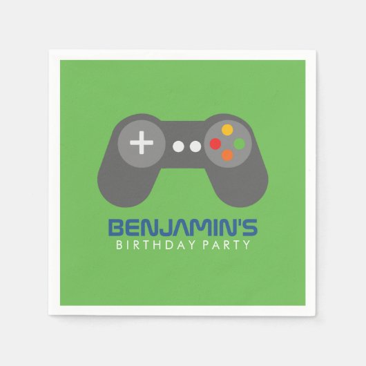 レトロビデオゲームコントローラ誕生日 スタンダードカクテルナプキン (正面)