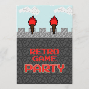レトロビデオゲームパーティの招待状 招待状