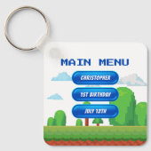 レトロビデオゲームメニュー写真誕生日パーティー キーホルダー (正面)