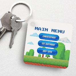 レトロビデオゲームメニュー写真誕生日パーティー キーホルダー