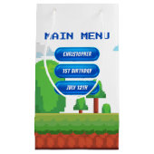 レトロビデオゲームメニュー1st誕生日パーティー スモールペーパーバッグ (正面)