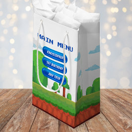 レトロビデオゲームメニュー1st誕生日パーティー スモールペーパーバッグ