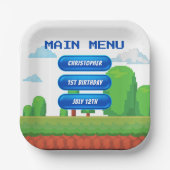 レトロビデオゲームメニュー1st誕生日パーティー ペーパープレート (正面)