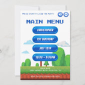 レトロビデオゲームメニュー1st誕生日パーティー 招待状 (正面)