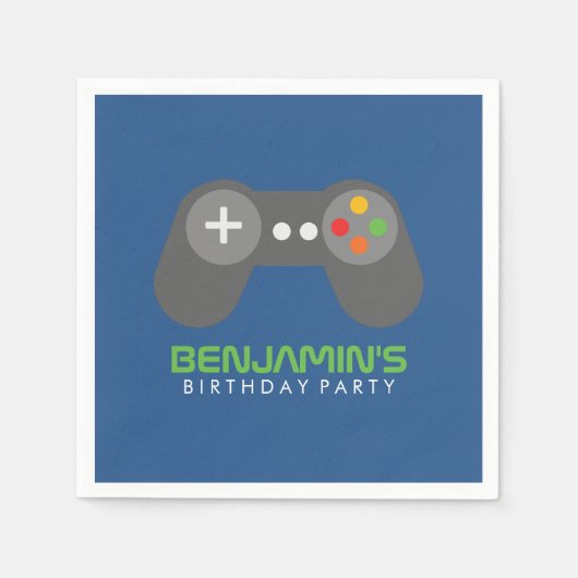 レトロビデオゲーム制御誕生日 スタンダードカクテルナプキン (正面)
