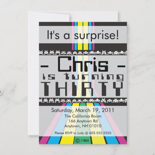 レトロビデオゲーム第30回誕生日 招待状 (正面)