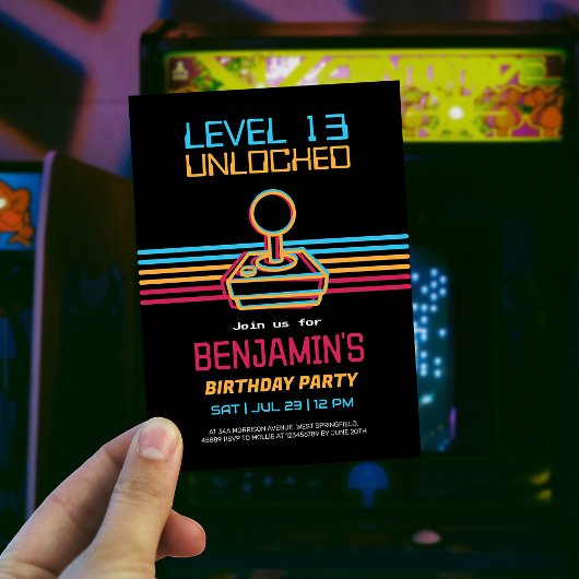 レトロビデオゲーム ゲーマー少年 誕生日 招待状