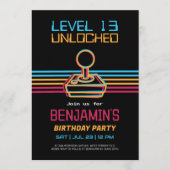 レトロビデオゲーム ゲーマー少年 誕生日 招待状 (正面)