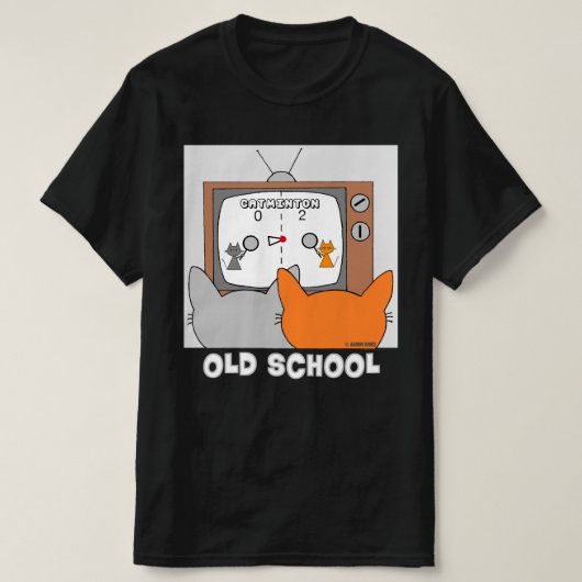 レトロビデオゲーム 猫 面白い Tシャツ (デザイン正面)