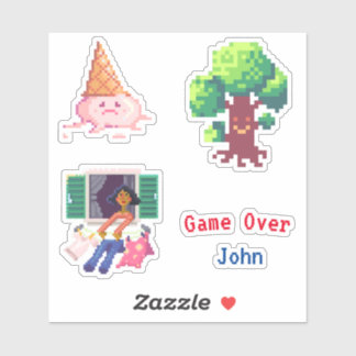レトロビデオゲーム( pixel Art )ステッカー上のゲーム シール