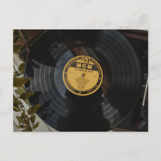 レトロビニル結婚式招待状 – 愛を聞こう インビテーションポストカード