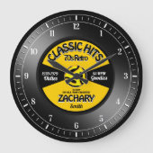 レトロビニル45レコードパーソナライズされたウォールクロック ラージ壁時計 (正面)