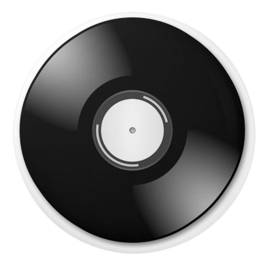 レトロビニールアルバムレコードおもしろい80をテーマにした セラミックノブ (正面)