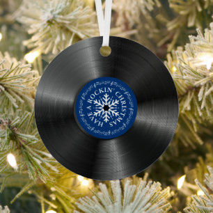 レトロビニールアルバムヴィンテージレコードのクリスマス メタルオーナメント