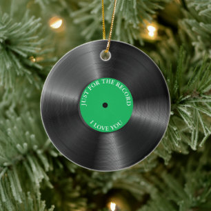 レトロビニールアルバムヴィンテージレコードクリスマス セラミックオーナメント