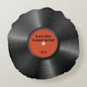レトロビニールカスタムレコードお気に入りのバンドミュージシャン ラウンドクッション (裏面)