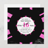 レトロビニールモダンレコードlスウィート16B'day 招待状 (正面/裏面)