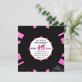 レトロビニールモダンレコードlスウィート16B'day 招待状 (スタンド正面)