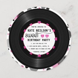 レトロビニールレコモダンードラシックスイート16 B'day 招待状