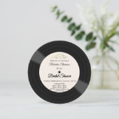 レトロビニールレコードフローラブライダルシャワー招待状 招待状 (スタンド正面)