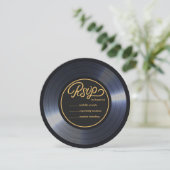 レトロビニールレコードブラックウェディングRSVP 招待状 (スタンド正面)