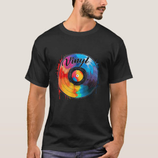 レトロビニールレコードプレーヤー ビンテージターンテーブル ラバー Tシャツ