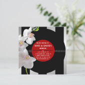 レトロビニールレコードモダンの花婚式招待 招待状 (スタンド正面)