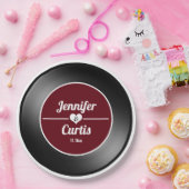 レトロビニールレコードワインレッドウェディングパーティー ペーパープレート (パーティー)