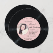 レトロビニールレコード写真誕生日招待状 招待状 (正面/裏面)