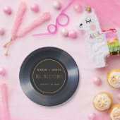 レトロビニールレコード結婚ブラック ペーパープレート (パーティー)