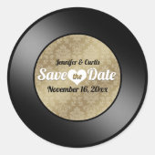 レトロビニールレコード結婚式の保存日クラシック付R ラウンドシール (正面)