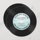 レトロビニールレコード誕生日パーティー招待状 招待状 (正面/裏面)