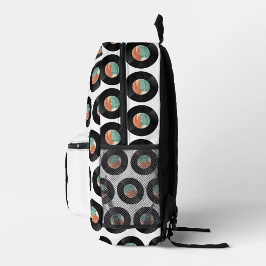 レトロビニールレコード音楽アルバム名前をカスタムする プリントバックパック (右)