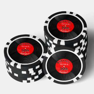 レトロビニールレコード ロックンロール 赤 バースデー ポーカーチップ