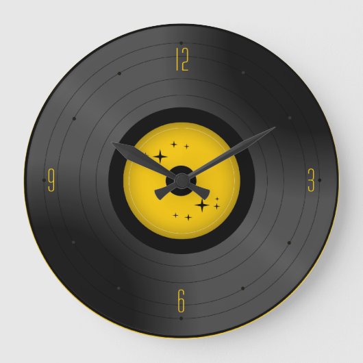 レトロビニールレコード（任意の色）壁時計 ラージ壁時計 (正面)