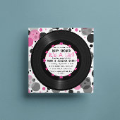 レトロビニールレコードlシックモダンガールベビーシャワー 招待状