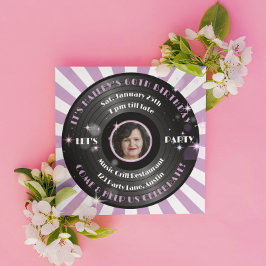 レトロビニール女性の誕生日パーティー 招待状